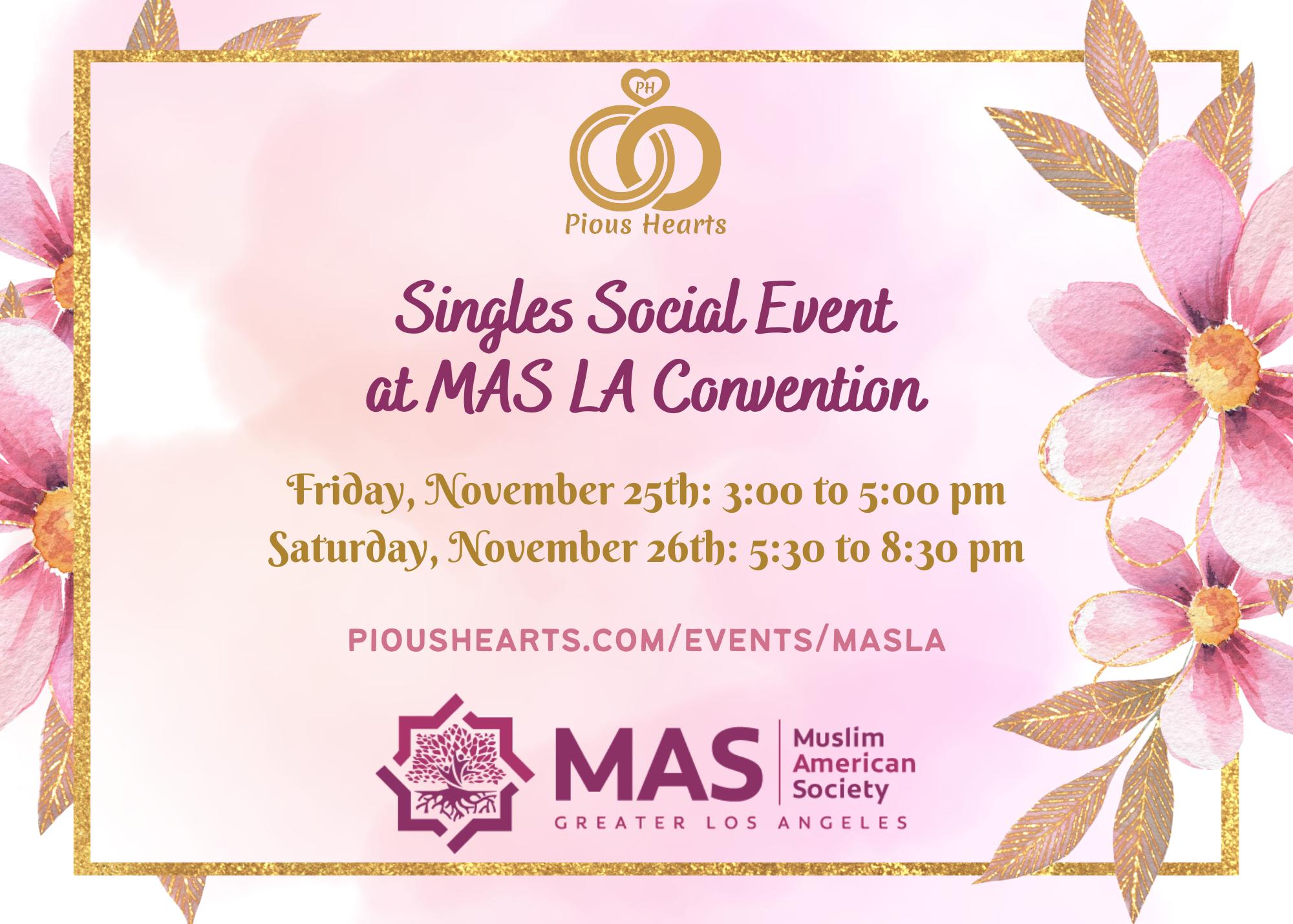 MAS LA & Pious Hearts Singles Social Event