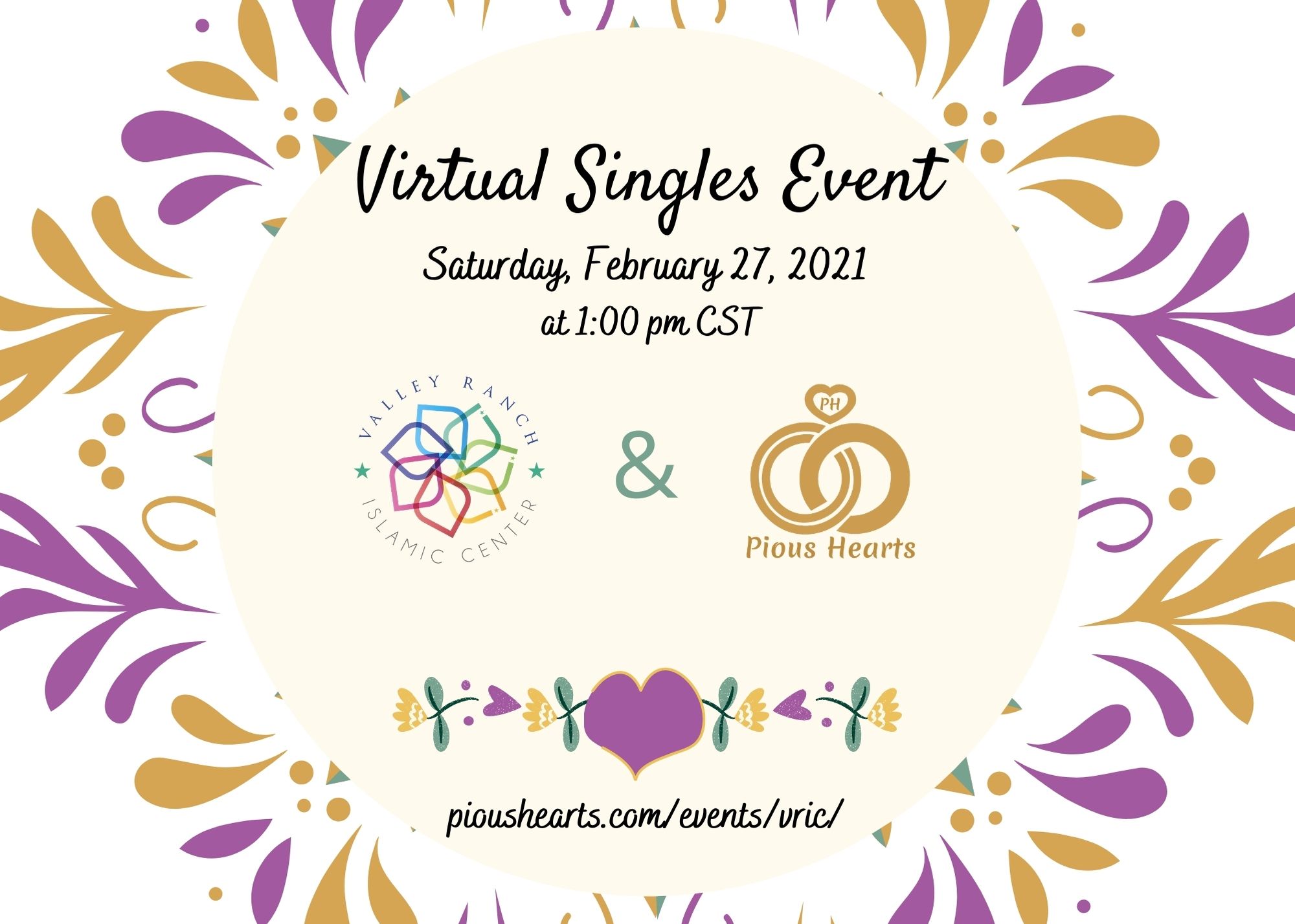 Valley Ranch Islamic Center & Pious Hearts Virtual Singles Event